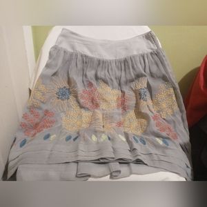 Blue Tassel Gray Flowy Layered Skirt, Size: Medium